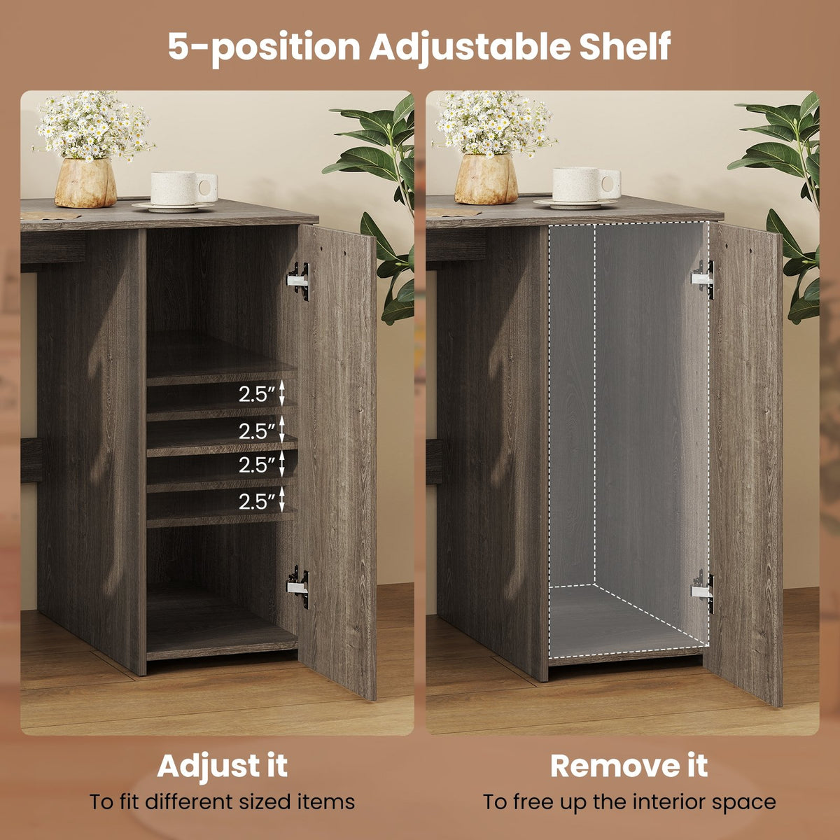 53 Inches Computer Desk with Power Outlets and 4 Storage Drawers-Gray view 9