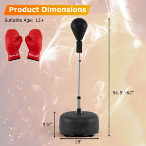 54.5 inches-62 inches Height Adjustable FPunching Bag with Stand for Teens and Adults-Black view 5