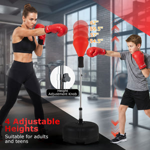 54.5 inches-62 inches Height Adjustable FPunching Bag with Stand for Teens and Adults-Red view 7