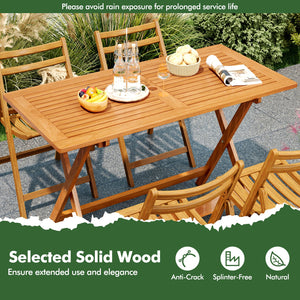 54.5 Inch x 27.5 Inch, Patio Dining Table with Teak Painting and Umbrella Hole view 7