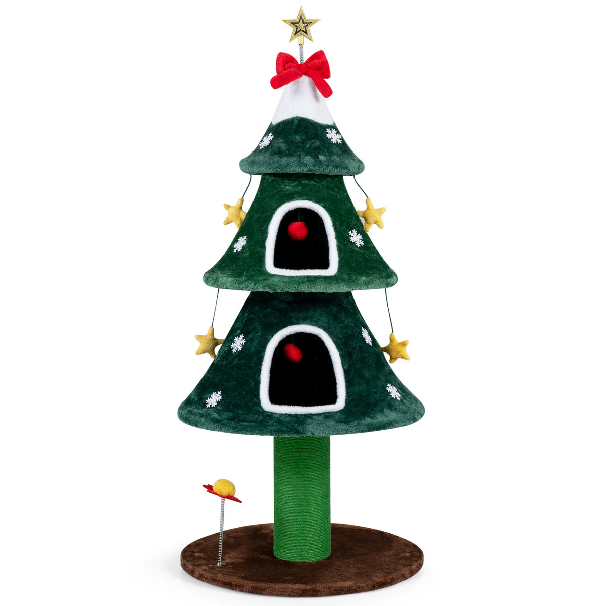 54 Inch Christmas Cat Tree with 2 Private Condos for Indoor Cats-Green view 4