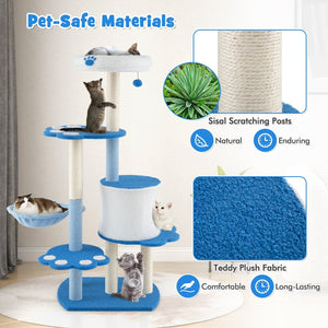 54 Inches Tall Modern Cat Tree Tower for Indoor Cats-Blue view 7