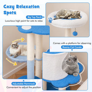 54 Inches Tall Modern Cat Tree Tower for Indoor Cats-Blue view 9