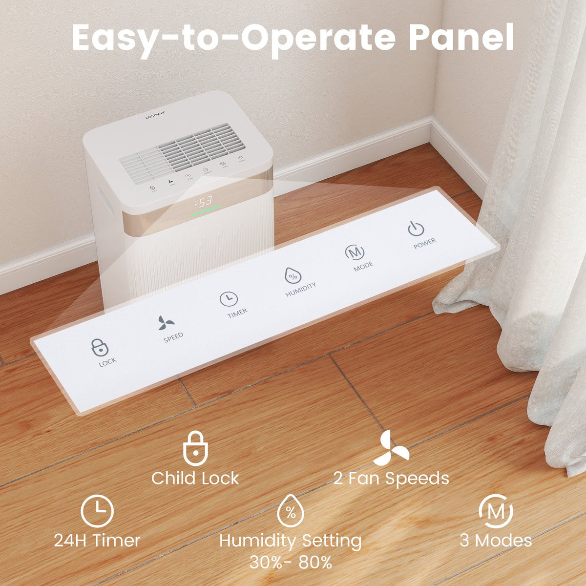 54 Pints Dehumidifier for Home 4500 Sq.Ft Dehumidifier-White view 7