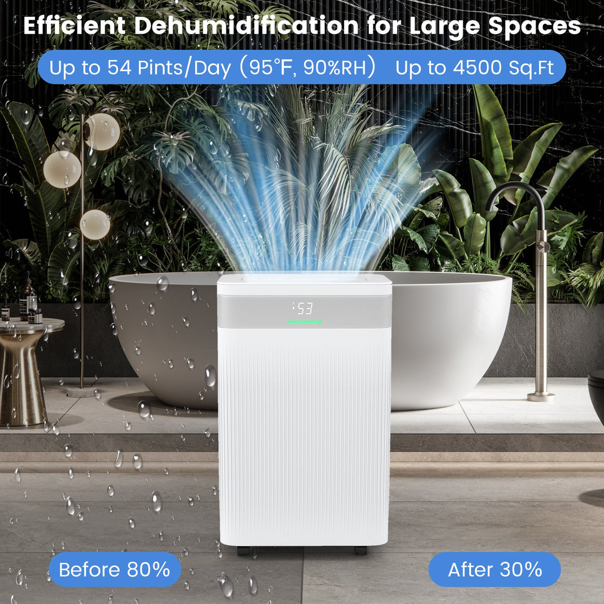 54 Pints Dehumidifier for Home 4500 Sq.Ft Dehumidifier-White view 8