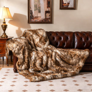 540GSM Soft Plush Fuzzy Luxury Faux Raccoon Fur Blanket for Bed-M view 3