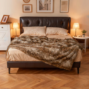 540GSM Soft Plush Fuzzy Luxury Faux Raccoon Fur Blanket for Bed-M view 6
