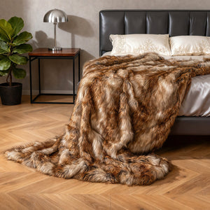 540GSM Soft Plush Fuzzy Luxury Faux Raccoon Fur Blanket for Bed-M view 7