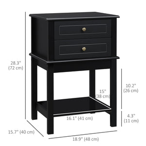 Modern Sofa Side Table, Accent End Table with Drawers and Storage Shelf – view 2