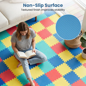 54 Pack EVA Foam Floor Tiles with Non-Slip & Borders for Home Gym-Multicolor view 7