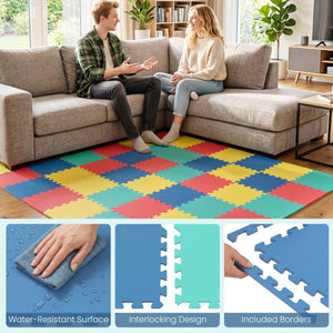 54 Pack EVA Foam Floor Tiles with Non-Slip & Borders for Home Gym-Multicolor view 8
