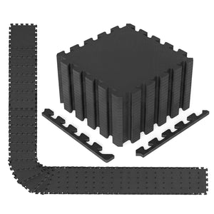 54 Pack EVA Foam Floor Tiles with Non-Slip & Borders for Home Gym-Black