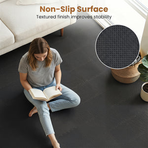 54 Pack EVA Foam Floor Tiles with Non-Slip & Borders for Home Gym-Black view 7
