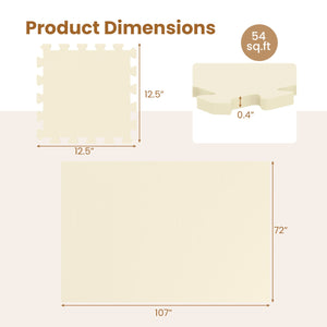 54 Pack EVA Foam Floor Tiles with Non-Slip & Borders for Home Gym-Beige view 4