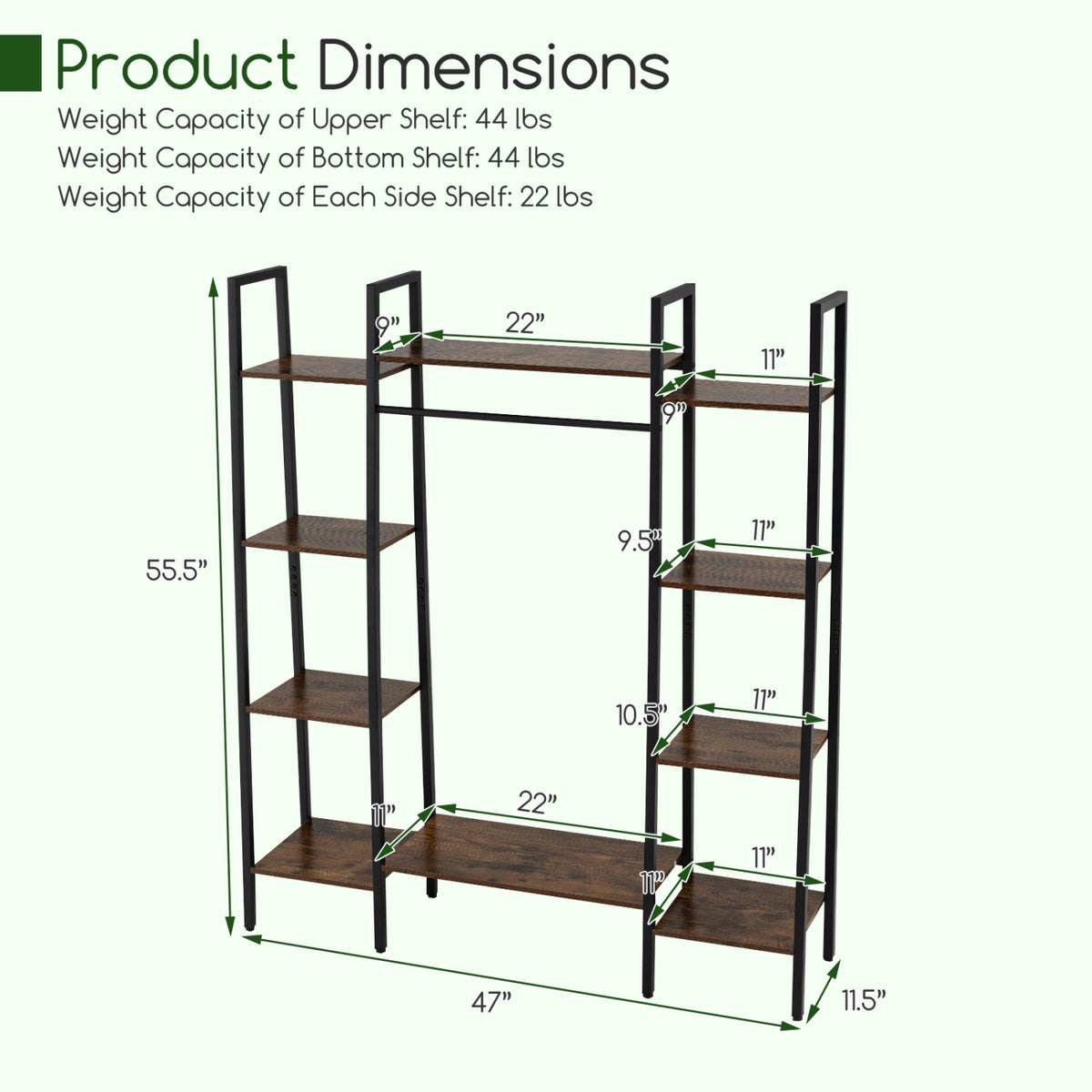 55.5 inch Tall Plant Stand 10-Tier Plant Rack with 16 Colors LED Strip Lights-Rustic Brown view 4