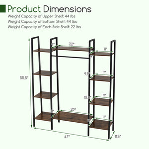 55.5 inch Tall Plant Stand 10-Tier Plant Rack with 16 Colors LED Strip Lights-Rustic Brown view 4
