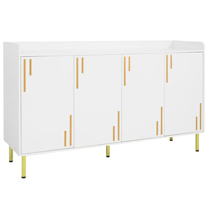 55 inches Buffet Cabinet with 4 Doors and 5 Metal Legs Modern Credenza-White