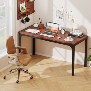 55 Inch Conference Table with Heavy-duty Metal Frame-Brown view 2