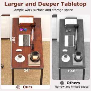 55 Inch Conference Table with Heavy-duty Metal Frame-Brown view 6