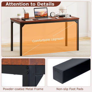 55 Inch Conference Table with Heavy-duty Metal Frame-Brown view 7