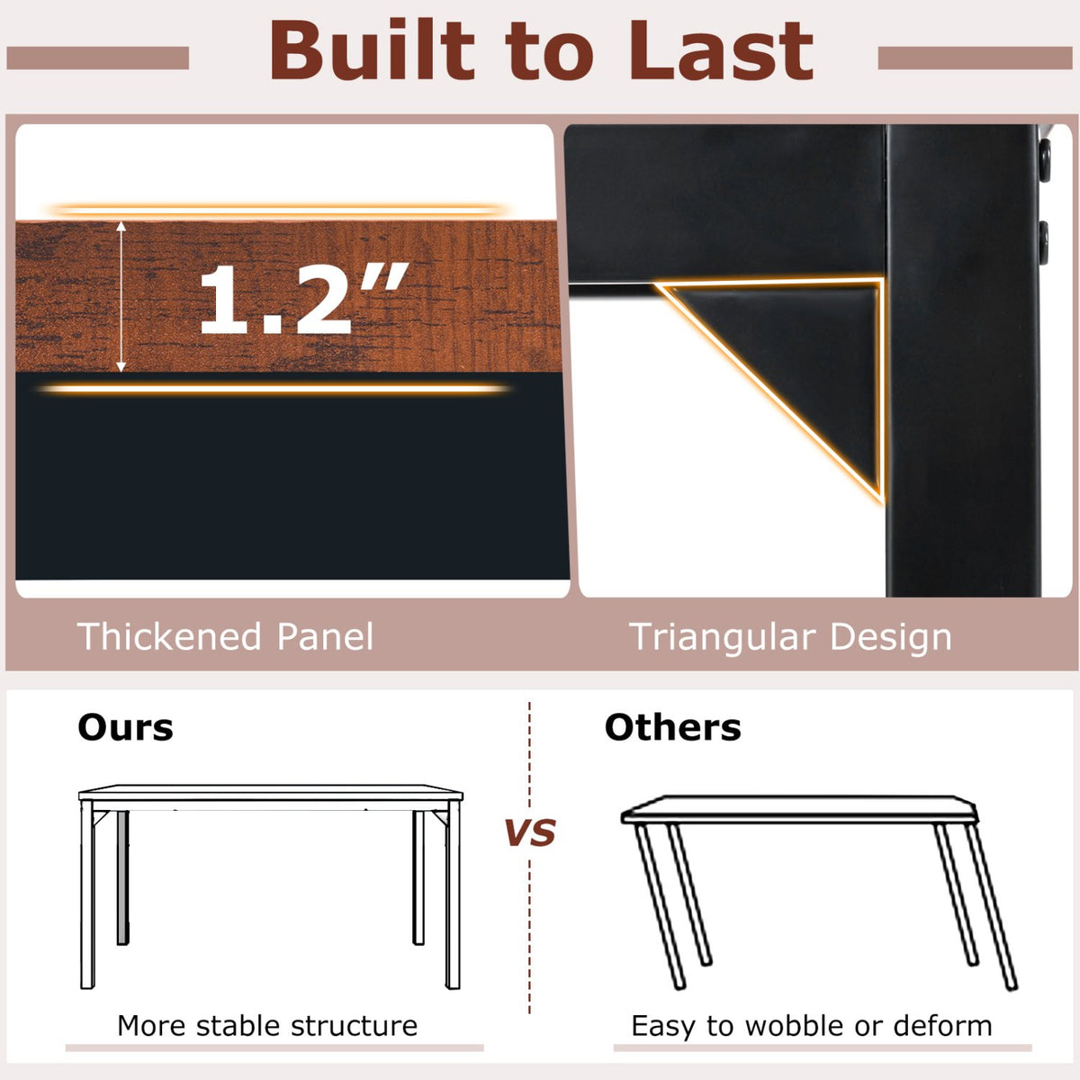 55 Inch Conference Table with Heavy-duty Metal Frame-Brown view 8