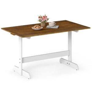 55 Inch Dining Table for 4-6 People Rectangular Kitchen Table with Solid Wood Trestle Base-Walnut
