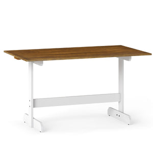 55 Inch Dining Table for 4-6 People Rectangular Kitchen Table with Solid Wood Trestle Base-Walnut view 4