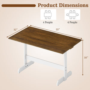 55 Inch Dining Table for 4-6 People Rectangular Kitchen Table with Solid Wood Trestle Base-Walnut view 5