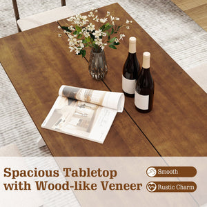 55 Inch Dining Table for 4-6 People Rectangular Kitchen Table with Solid Wood Trestle Base-Walnut view 8