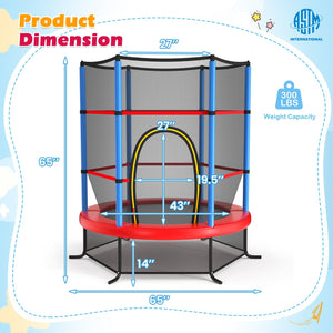 55 Inch Kids Recreational Trampoline Bouncing Jumping Mat with Enclosure Net-Navy view 3