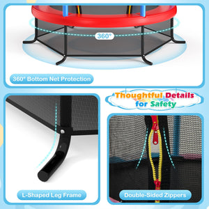 55 Inch Kids Recreational Trampoline Bouncing Jumping Mat with Enclosure Net-Navy view 7