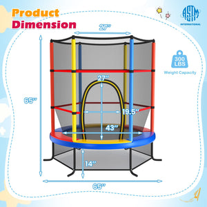 55 Inch Kids Recreational Trampoline Bouncing Jumping Mat with Enclosure Net-Yellow view 3