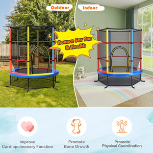 55 Inch Kids Recreational Trampoline Bouncing Jumping Mat with Enclosure Net-Yellow view 8
