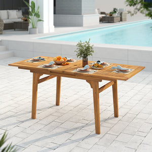55 Inch Patio Dining Table Expandable for 6-8 People with Umbrella Hole view 2