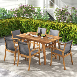 55 Inch Patio Dining Table Expandable for 6-8 People with Umbrella Hole view 3