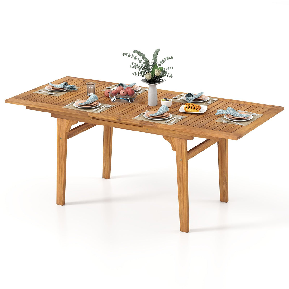 55 Inch Patio Dining Table Expandable for 6-8 People with Umbrella Hole view 4