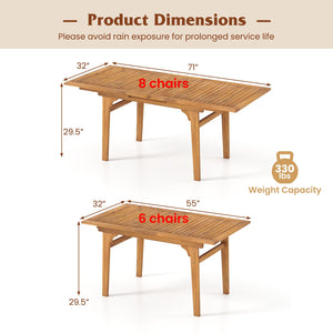55 Inch Patio Dining Table Expandable for 6-8 People with Umbrella Hole view 5