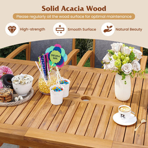 55 Inch Patio Dining Table Expandable for 6-8 People with Umbrella Hole view 6