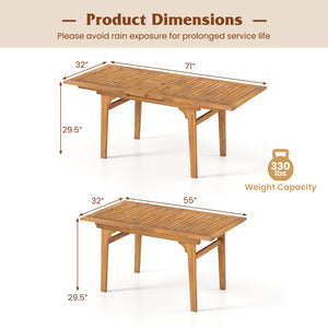 55 Inch Patio Dining Table Expandable for 6-8 People with Umbrella Hole view 9