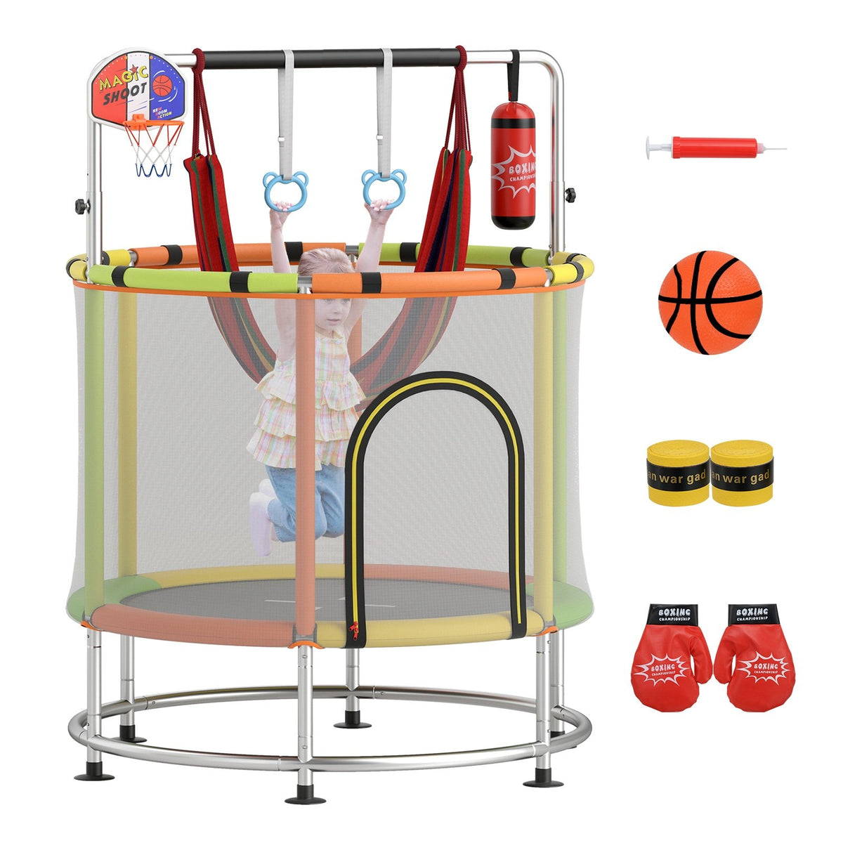 55 inches Kids Trampoline Gift for for 3-6 Years Old Boys and Girls-Green