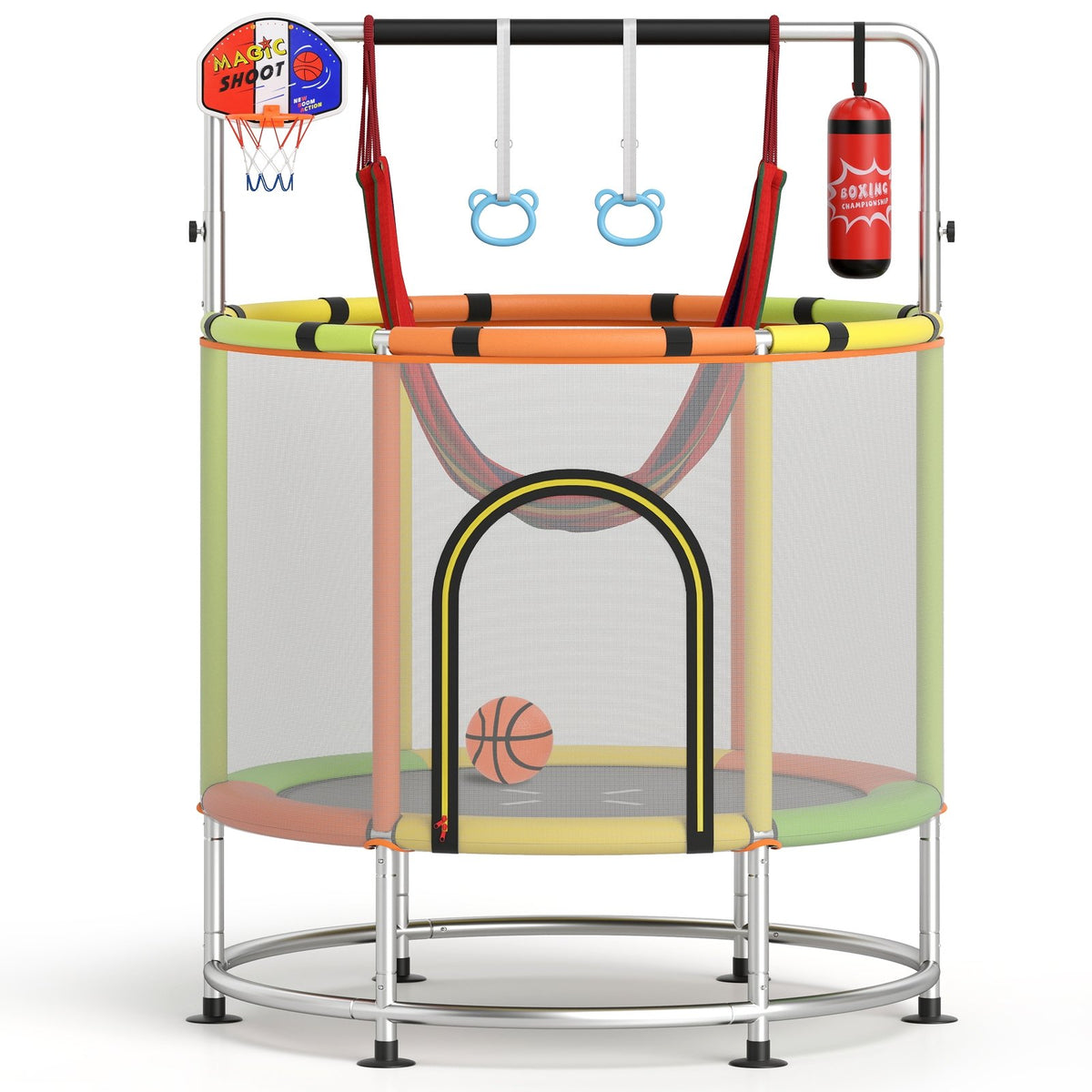 55 inches Kids Trampoline Gift for for 3-6 Years Old Boys and Girls-Green view 2