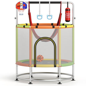 55 inches Kids Trampoline Gift for for 3-6 Years Old Boys and Girls-Green view 2
