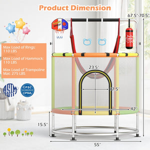 55 inches Kids Trampoline Gift for for 3-6 Years Old Boys and Girls-Green view 3