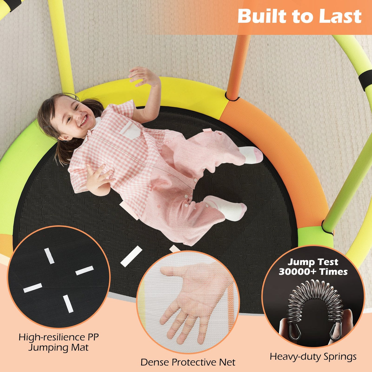 55 inches Kids Trampoline Gift for for 3-6 Years Old Boys and Girls-Green view 7