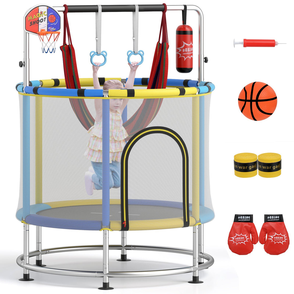 55 inches Kids Trampoline Gift for for 3-6 Years Old Boys and Girls-Navy