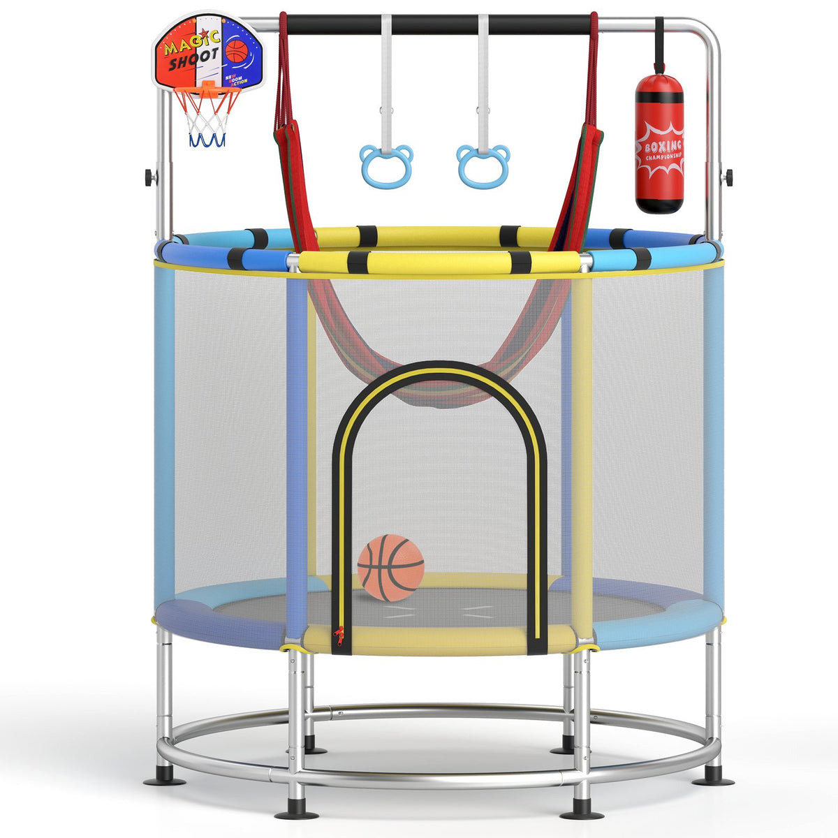 55 inches Kids Trampoline Gift for for 3-6 Years Old Boys and Girls-Navy view 2