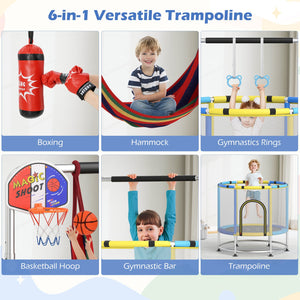 55 inches Kids Trampoline Gift for for 3-6 Years Old Boys and Girls-Navy view 4