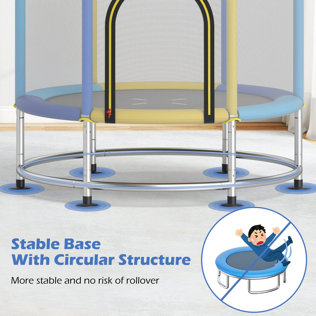 55 inches Kids Trampoline Gift for for 3-6 Years Old Boys and Girls-Navy view 5