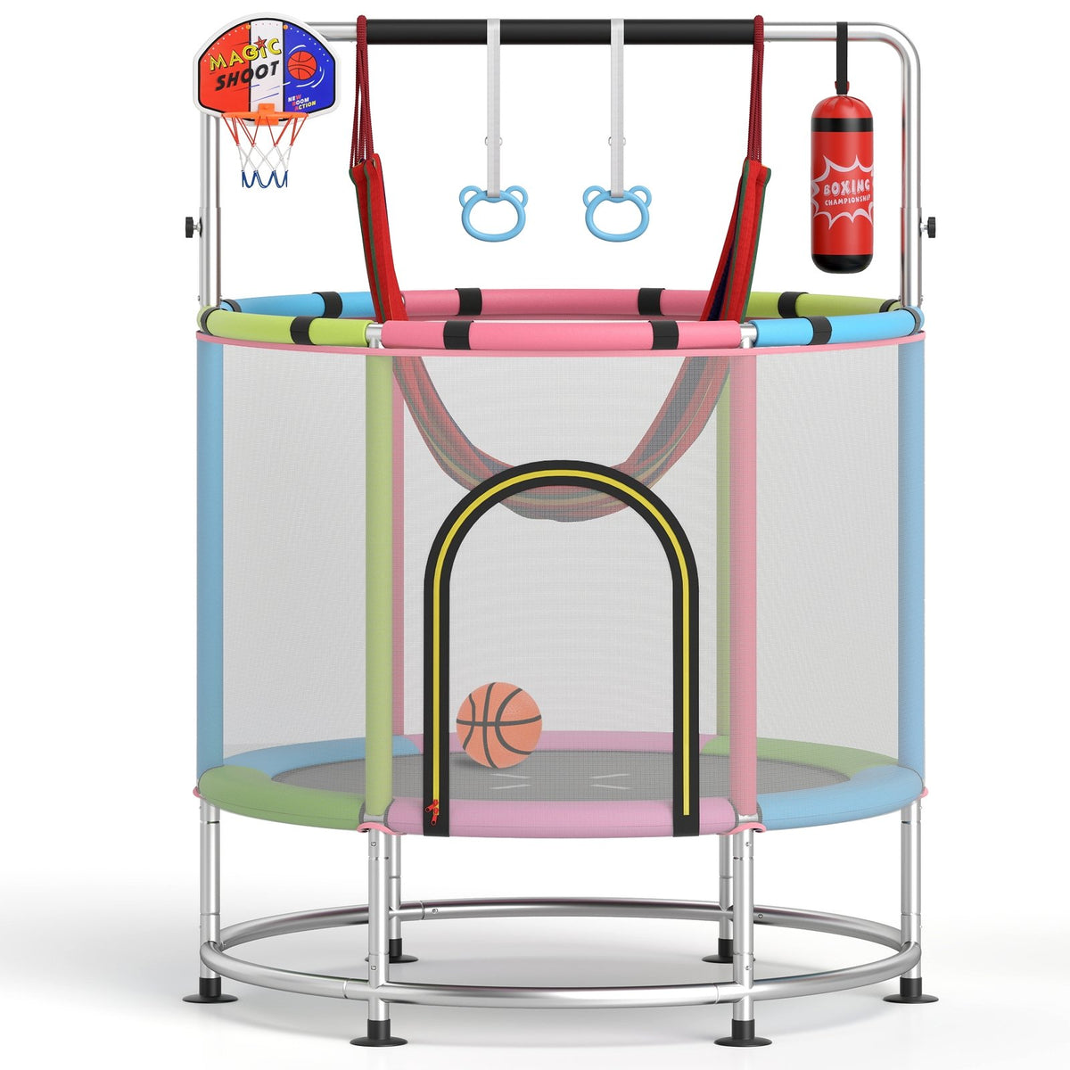 55 inches Kids Trampoline Gift for for 3-6 Years Old Boys and Girls-Pink view 2