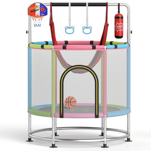 55 inches Kids Trampoline Gift for for 3-6 Years Old Boys and Girls-Pink view 2